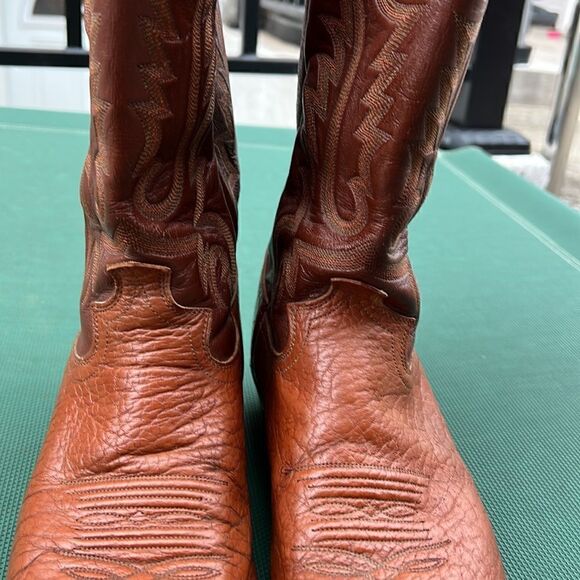 Justin Boots Vintage men’s Western Cowboy Size 19.5D Style 1443 USA Camel - Picture 4 of 11